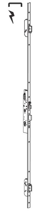 Cerradura eléctrica CISA de embutir MULTITOP PRO 25mm engranaje picaporte+3 palancas , Frente en 