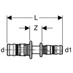 Reducción Geberit serie Mepla: PVDF, d=20mm, d1=16mm
