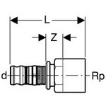 Transición Geberit serie Mepla con rosca hembra: CC499K, d=32mm, Rp=1 1/4″