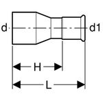 Reducción Geberit Mapress Acero al Carbono con tope de inserción: d=18mm, d1=15mm