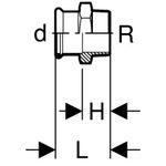 Transición Geberit serie Mapress Acero al Carbono con rosca macho: d=15mm, R=1/2″