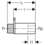 Conector recto Geberit con rosca macho MF 1/2