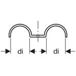 Brida para tubo Geberit doble: 1.0215, di=28mm, Galvanizado