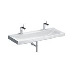 Lavabo serie Geberit Xeno²: 120x48cm, Toma de grifo=Izquierda y derecha, Rebosadero=Sin, Blanco / KeraTect