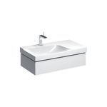 Mueble bajo Geberit Xeno² para lavabo con superficie de apoyo, con un cajón: Ancho de lavabo=90cm, H=22cm, Blanco / Cubierto brillante intenso