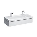 Mueble bajo Geberit Xeno² para lavabo con ancho a partir de 120 cm, con dos cajones: 117.4x22cm, Blanco, Cubierto brillante intenso