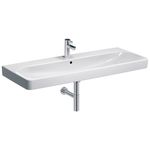 Lavabo serie Geberit Smyle Square: 120x48cm, Toma de grifo=Centro, Rebosadero=Visible, Blanco