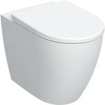 Inodoro al suelo de fondo profundo serie Joint de Geberit. Adosado a pared, forma cerrada, Rimfree, asiento y tapa del inodoro
