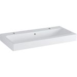 Lavabo serie Geberit iCon: 90x48.5cm, Toma de grifo=Izquierda y derecha, Rebosadero=Visible, Blanco