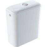 Cisterna vista baja serie Geberit iCon, doble descarga, conexión de suministro lateral o inferior. Blanco
