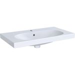 Lavabo serie Geberit Acanto compacto, con superficie de apoyo: 75x42cm. Blanco