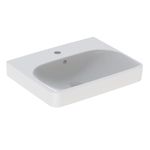 Lavabo serie Geberit Smyle Square: 55x44cm, Toma de grifo=Centro, Rebosadero=Visible, Blanco