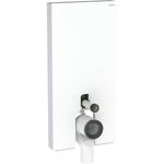 Módulo sanitario Geberit Monolith para inodoro al suelo.Revestimiento frontal: vidrio negro; lateral: aluminio cromado negro