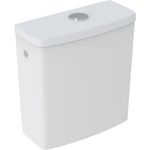 Cisterna vista baja serie Geberit Selnova Square, doble descarga, conexión de suministro lateral. Blanco