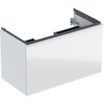 Mueble bajo Geberit serie Acanto para lavabo, con un cajón y un cajón interior: Cuerpo: blanco/cubierto alto brillo