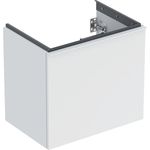 Mueble bajo Geberit Acanto para lavabo, con un cajón y un cajón interior, compacto: Ancho de lavabo=60cm, Cuerpo y frontal: blanco/cubierto mate, Tirador: blanco/con pintura polvo al horno mate