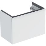 Mueble bajo Geberit Acanto para lavabo, con un cajón y un cajón interior, compacto: Ancho de lavabo=75cm, Cuerpo y frontal: blanco/cubierto mate, Tirador: blanco/con pintura polvo al horno mate