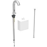 Grifo electrónico para lavabos Geberit Piave, montaje de encimera, servicio a batería, con caja funcional vista: Acabado de acero inoxidable / Cepillado, con revestimiento fácil de limpiar, Mezclador=Sin mezclador