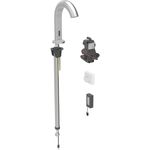 Grifo electrónico para lavabos Geberit Piave, montaje de encimera, servicio a batería, para caja funcional empotrada: Acabado de acero inoxidable / Cepillado, con revestimiento fácil de limpiar, Mezclador=Con mezclador