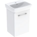 Lavabo con armario, una puerta, serie Selnova Square de Geberit.  45x64.9x35cm, Blanco