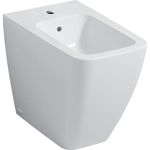 Bidé al suelo serie Geberit iCon Square, adosado a la pared, forma cerrada. Blanco