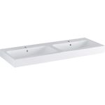 Lavabo de dos senos serie Geberit iCon: 120x48.5cm, Toma de grifo=Centro, Rebosadero=Visible, Blanco