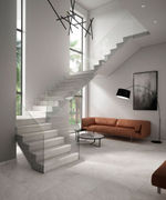 Peldaño fiorentino de la serie White Stone de Gresmanc. 1200 x 330 x 40