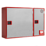 Conjunto horizontal compuesto por 2 módulos en rojo con puerta ciega inoxidable, referencia CR3X18H2 de Cofem