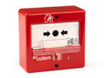 Pulsador manual de alarma de incendios rearmable, referencia PUCAY de Cofem. Incluye tapa
