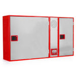Conjunto horizontal compuesto por 3 módulos en rojo con puerta ciega inoxidable, referencia CR3X18H1 de Cofem