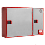 Conjunto horizontal compuesto por 2 módulos en rojo con puerta ciega inoxidable, referencia CR3X18H2 de Cofem