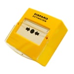 Pulsador de alarma convencional rearmable para disparo de extinción, PDE-800 de Aguilera. Color amarillo
