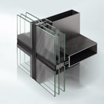 Sistema de fachada con estructura adicional de acero y vidrio estructural, Schüco AOC 50 SG.ST