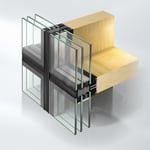 Sistema de fachada con estructura adicional de madera y vidrio estructural, Schüco AOC 60 SG TI.SI