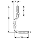 Set codo de descarga 90° Geberit, 156 x 24 cm, desvío: d=32mm, A=6.5cm, Blanco alpino