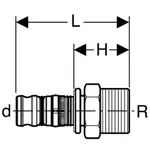 Transición Geberit serie Mepla con rosca macho: CC499K, d=32mm, R=1 1/4″
