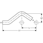 Curvas de desviación Geberit serie Mapress Acero al Carbono: d=15mm