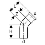 Codo Geberit Mapress Acero al Carbono con tope de inserción: 45°, d=22mm