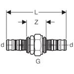 Conexión roscada Geberit serie Mepla: CC499K, d=16mm