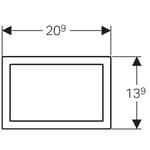 Marco pulsador serie Omega60 de Geberit, fundición inyectada de zinc, Cromo cepillado