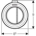 Pulsador a distancia Geberit serie 01. Neumático, para doble descarga, pulsador visto: Blanco alpino