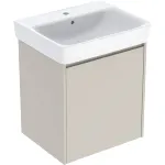 Juego de lavabo compatible con mueble bajo Geberit Selnova Square, una puerta: 60x69.7x48cm, Ancho de lavabo=60cm, Lavabo: blanco, Cuerpo, Frontal: gris arena / cubierto con brillo satinado