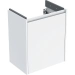 Mueble bajo para lavabo Geberit Selnova Compact, con una puerta: 50x60.6x33.7cm, Ancho de lavabo=55cm, blanco / cubierto con brillo satinado