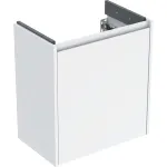 Mueble bajo para lavabo Geberit Selnova Compact, con una puerta: 50x60.6x33.7cm, Ancho de lavabo=55cm, blanco / cubierto con brillo satinado