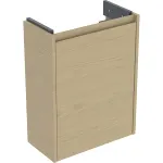 Mueble bajo para lavamanos Geberit Selnova Compact, con una puerta, compacto: 45.7x60.5x22.7cm, Ancho de lavabo=50cm, encina natural / Melamina con textura de madera