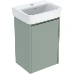 Juego de lavamanos compatible con mueble bajo Geberit Selnova Square, una puerta: 45x69.7x34cm, Ancho de lavabo=45cm, Lavabo: blanco, Cuerpo, Frontal: Verde salvia / cubierto con brillo satinado