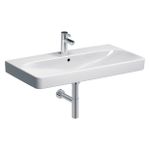 Lavabo serie Geberit Smyle Square: 90x48cm, Toma de grifo=Centro, Rebosadero=Visible, Blanco