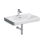 Lavabo serie Geberit Smyle Square: 75x48cm, Toma de grifo=Centro, Rebosadero=Visible, Blanco