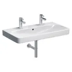 Lavabo serie Geberit Smyle Square: 90x48cm, Toma de grifo=Izquierda y derecha, Rebosadero=Visible, Blanco