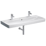 Lavabo serie Geberit Smyle Square: 120x48cm, Toma de grifo=Izquierda y derecha, Rebosadero=Visible, Blanco